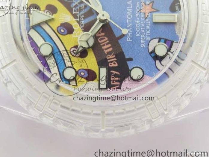 0518 Affordable Submariner Phantomlab Transparent KZF Best Edition Blue Space Dial on White Rubber Strap VR 2566